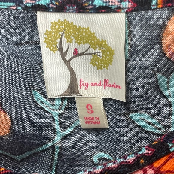 Fig & Flower Popover Tunic Blouse Womens Small Floral Bohemian Lightweight - Picture 9 of 11